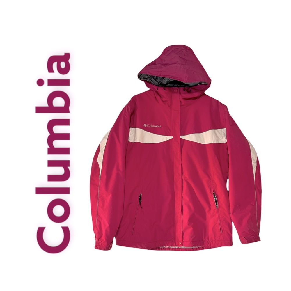 Columbia Jacket Womens Size L Purple Coat Full Zip Hard Shell Hooded